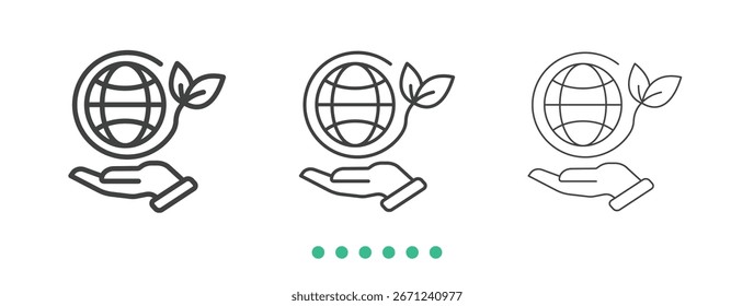 Icono de tierra verde. Vector de icono de línea delgada