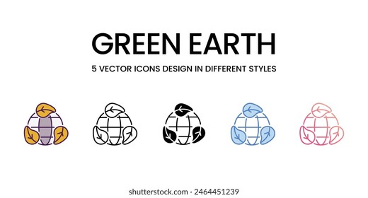 Iconos verdes de la tierra fijados en ilustración de stock del Vector del estilo diferente
