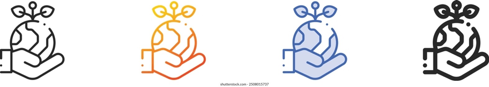 green earth icon.Thin Linear, Gradient, Blue Stroke and bold Style Design Isolated On White Background