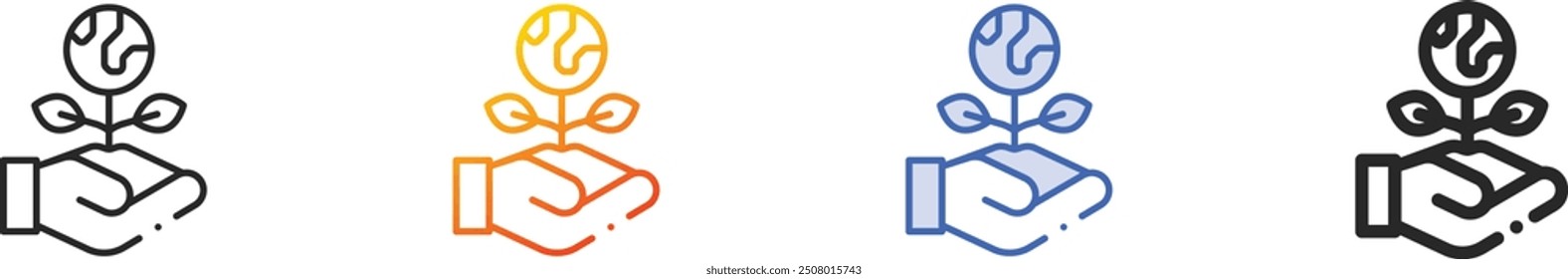 green earth icon.Thin Linear, Gradient, Blue Stroke and bold Style Design Isolated On White Background