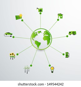 Green earth, and infographics concept. 