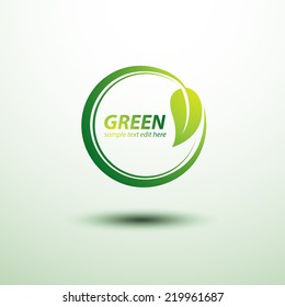 Green earth labels concept with leaves,vector illustration