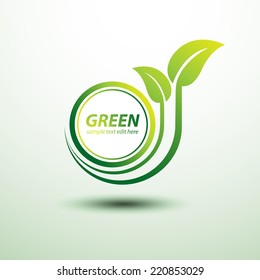 Green earth labels concept with leaves,vector illustration