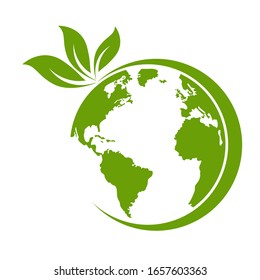  Green earth ,Green leaf art. Ecology concept. white background