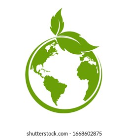  Green earth ,Green leaf art. Ecology concept. white background