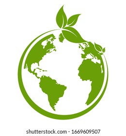  Green earth ,Green leaf art. Ecology concept. white background
