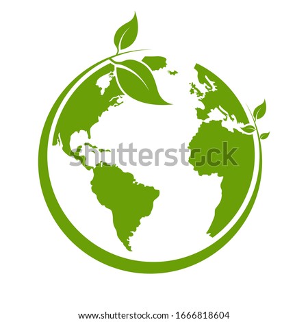 Green earth, Green leaf art. Ecology concept. white background