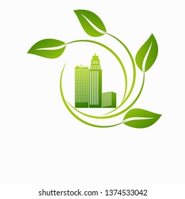  Green earth ,Green leaf paper art. Ecology concept. white background
