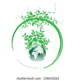 Green earth with leaves