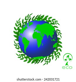 Green earth with leaves