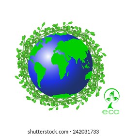 Green earth with leaves