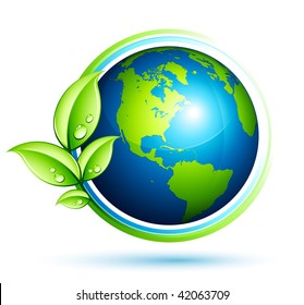  Green earth with leaves