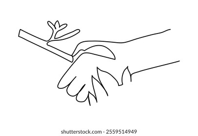 Green earth line art style vector illustration. Environment day line art style vector illustration