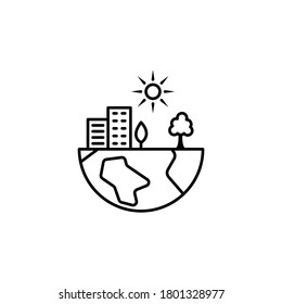 green earth line icon. Signs and symbols can be used for web, logo, mobile app, UI, UX