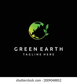 green earth logo with leaf element