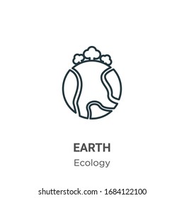 Green earth outline vector icon. Thin line black green earth icon, flat vector simple element illustration from editable ecology concept isolated stroke on white background