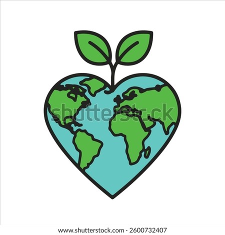 green earth planet concept, icon, world ecology, logo eco environment, globe with leaf, thin line simple web symbol on white background