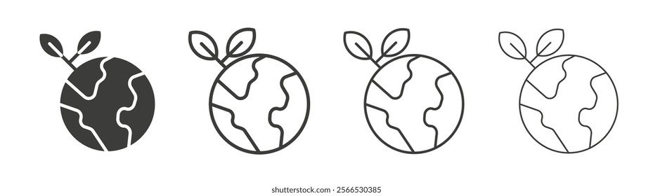 Green earth planet icon collection for website design, app, UI design.