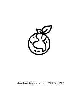 Icono del planeta Tierra Verde. El globo con hojas verdes. Signo de naturaleza sustentable. Concepto de ecología. Proteger el símbolo del entorno para un diseño web y móvil perfecto.