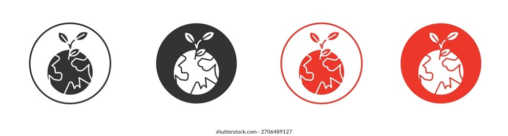 Icono de planeta de tierra verde. Diseño de Vector de Web