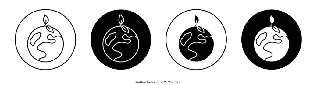 Green earth planet icons vector pack for web designs