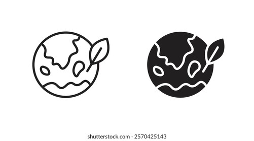 Green earth planet vector web icons set