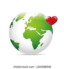 green earth with red heart save the world concept vector illustration EPS10