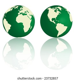 Green Earth with reflection