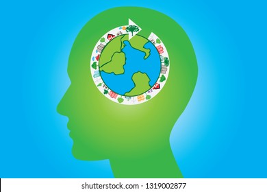 Green earth save the world from global warming with eco-friendly concept ideas.vector illustration. Ecosystem 
