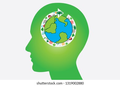 Green earth save the world from global warming with eco-friendly concept ideas.vector illustration. Ecosystem 