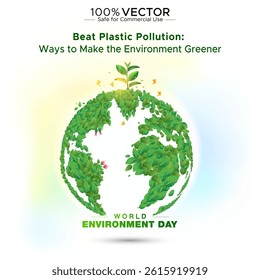 Green Earth vector illustration for World Environment Day.