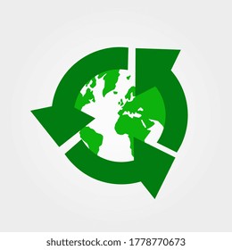 Green earth, World Environment Day, concept of saving the planet stock vector. Recycle icon