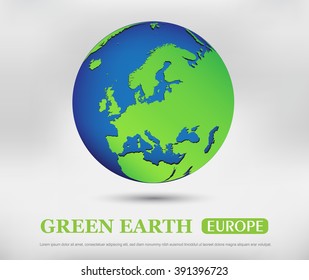 Green Earth.Europe globe.Earth globe vector design.