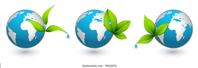 Green earths on a white background
