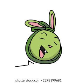 green easter bunny head imitating tied easter eggs flat vector illustration