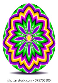 Green easter egg with colorful flower (motion illusion)