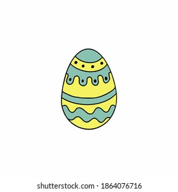 Green Easter egg with a hand-drawn pattern.