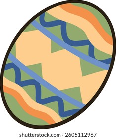 Green Easter eggs with colorful patterns