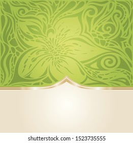 Green Easter floral vintage wallpaper vector design backround with copy space