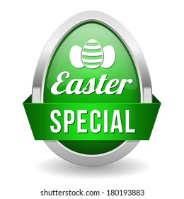 Green Easter special button with metallic border