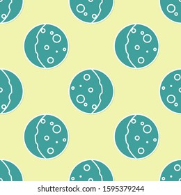 Green Eclipse of the sun icon isolated seamless pattern on yellow background. Total sonar eclipse.  Vector Illustration