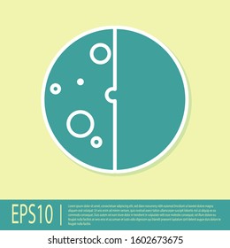 Green Eclipse of the sun icon isolated on yellow background. Total sonar eclipse.  Vector Illustration