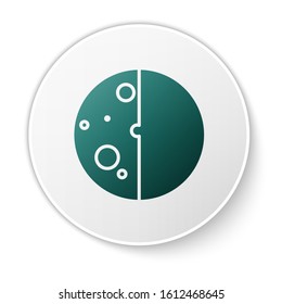 Green Eclipse of the sun icon isolated on white background. Total sonar eclipse. White circle button. Vector Illustration