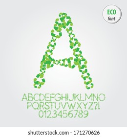 Green Eco Alphabet and Digit Vector