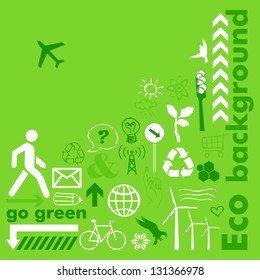 Green eco background with icons