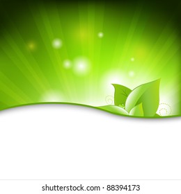 Green Eco Background With Leafs, Vector Illustration