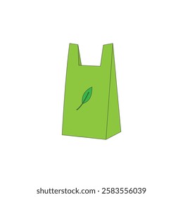 Green eco bag vector illustration on white background. Provide a clean, safe, and eco-friendly environment