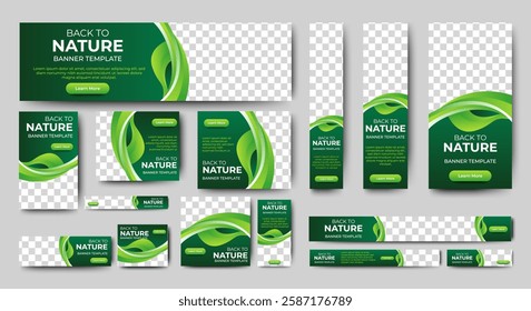 Green eco banners design template. Nature banners with place for images. vector