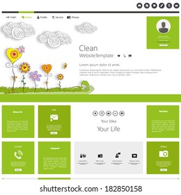 Green eco beauty website template website 