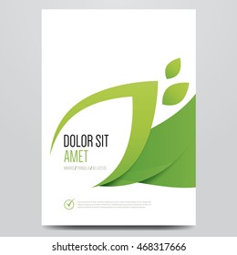 Green eco brochure, flyer, magazine cover, poster template. Modern vector leaf, environment design.